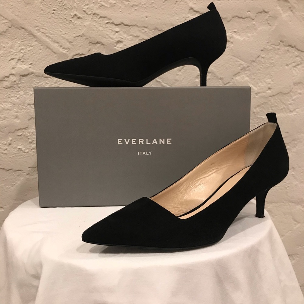 Everlane The Editor Heel Black Suede Pump